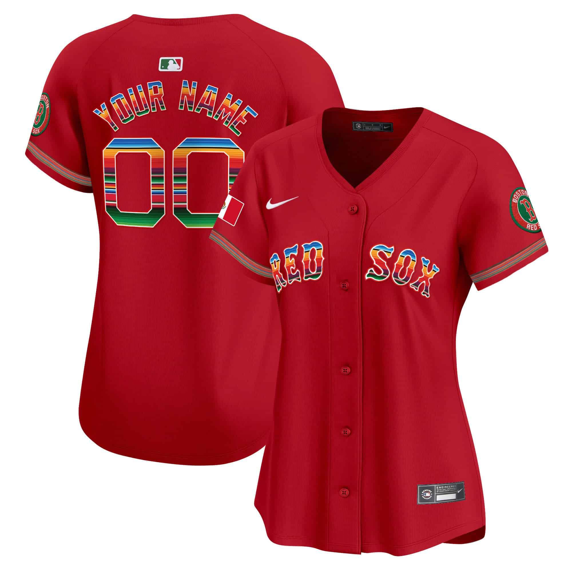 Women Boston Red Sox Red 2024 Nike Mexico Vapor Premier Limited Custom MLB Jersey